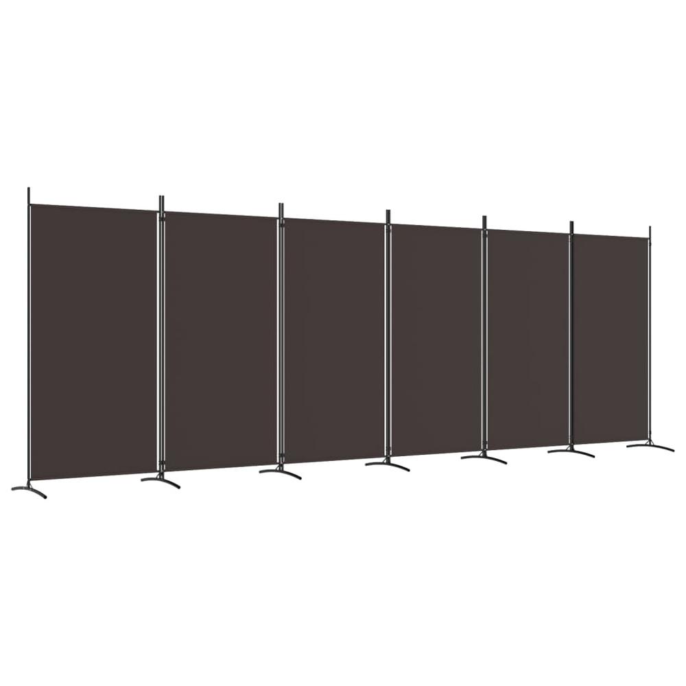 6-Panel Room Divider Brown 204.7"x70.9" Fabric. Picture 1