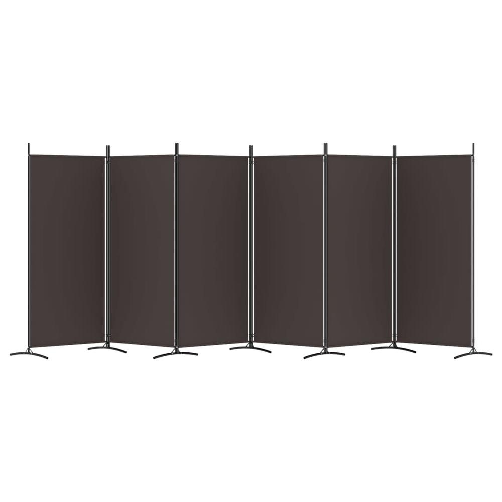6-Panel Room Divider Brown 204.7"x70.9" Fabric. Picture 3