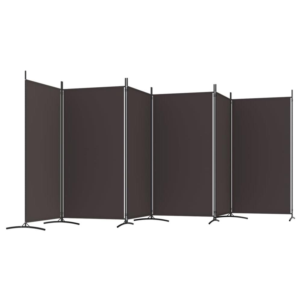 6-Panel Room Divider Brown 204.7"x70.9" Fabric. Picture 4