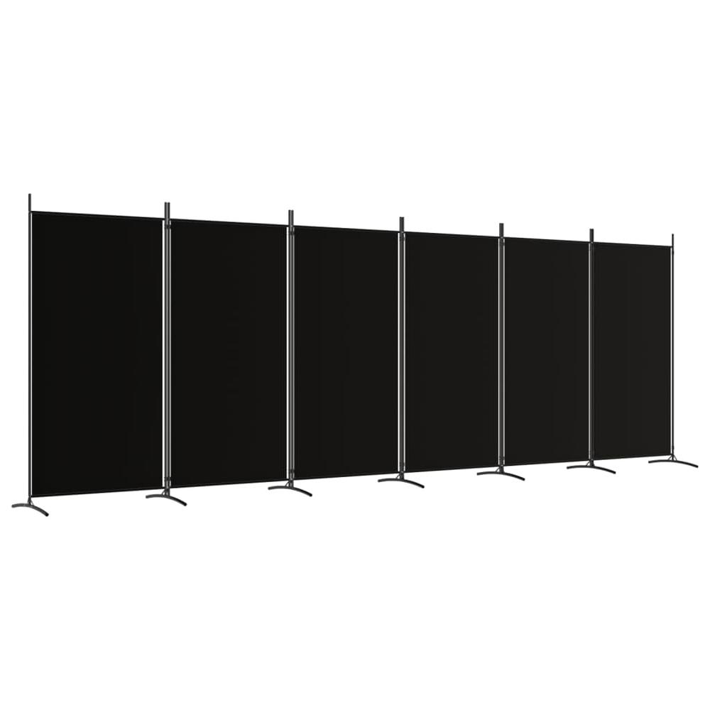 6-Panel Room Divider Black 204.7"x70.9" Fabric. Picture 1