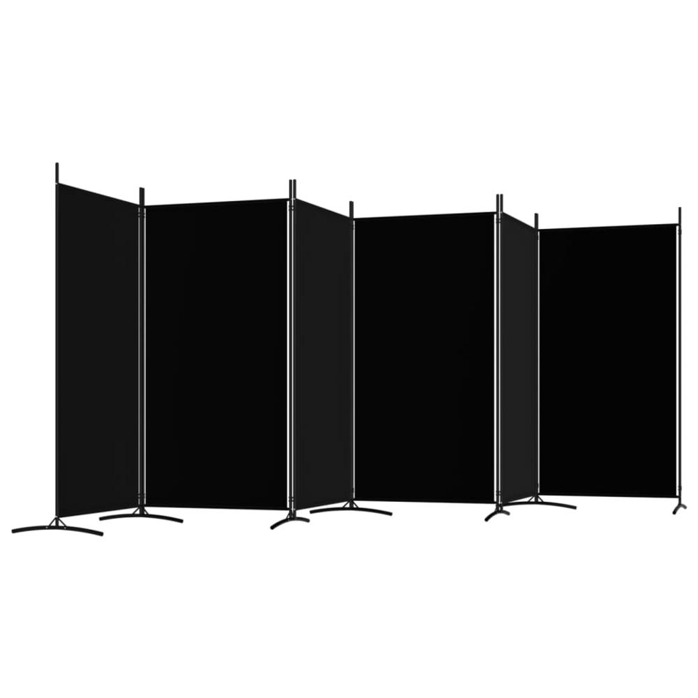 6-Panel Room Divider Black 204.7"x70.9" Fabric. Picture 4