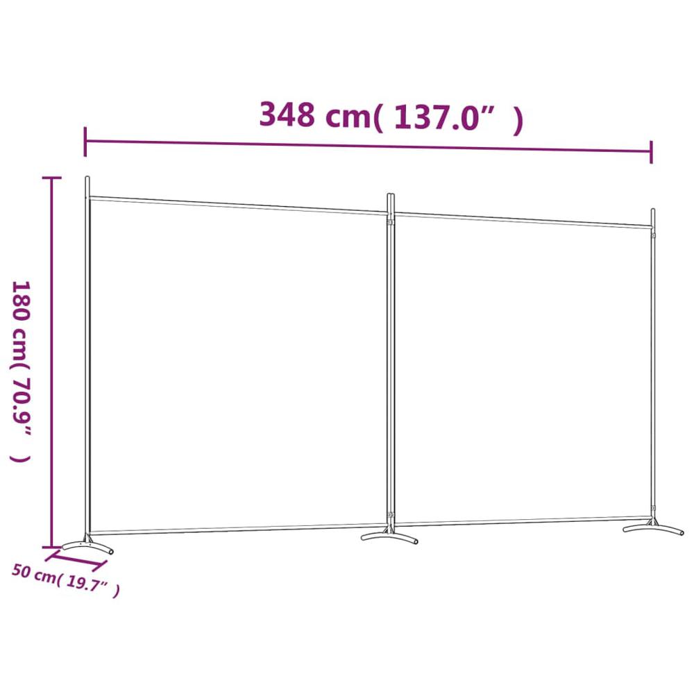 2-Panel Room Divider White 137"x70.9" Fabric. Picture 7