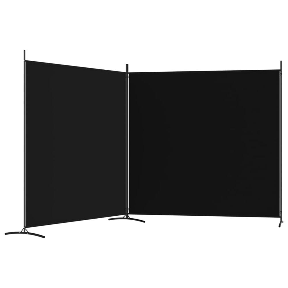 2-Panel Room Divider Black 137"x70.9" Fabric. Picture 4
