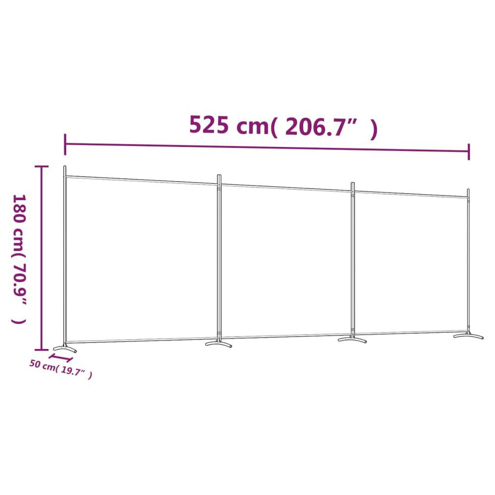 3-Panel Room Divider White 206.7"x70.9" Fabric. Picture 7