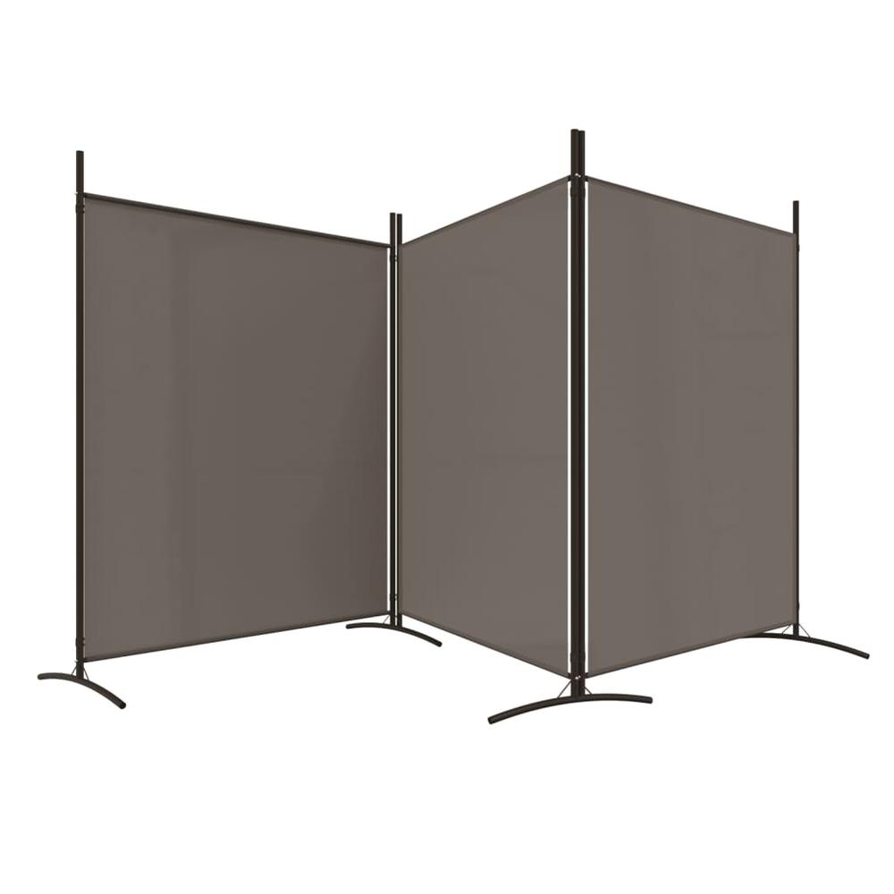 3-Panel Room Divider Anthracite 206.7"x70.9" Fabric. Picture 3