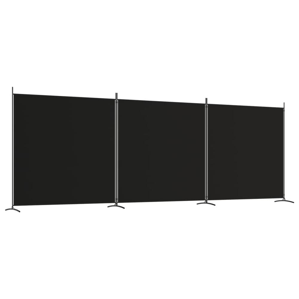3-Panel Room Divider Black 206.7"x70.9" Fabric. Picture 1