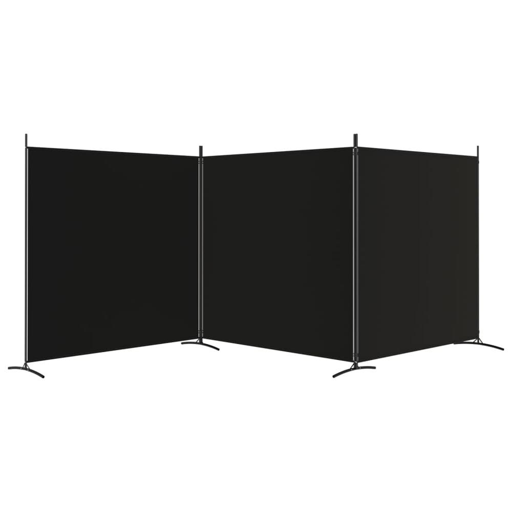 3-Panel Room Divider Black 206.7"x70.9" Fabric. Picture 3