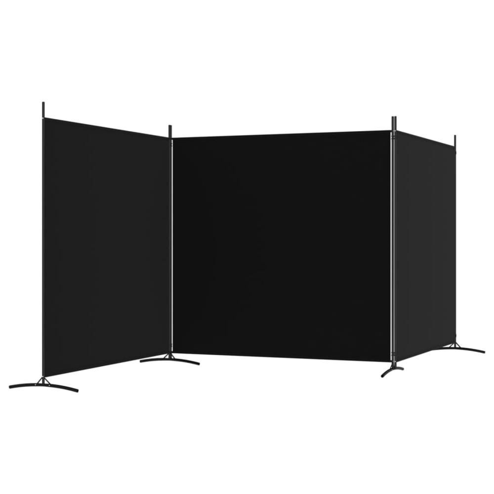 3-Panel Room Divider Black 206.7"x70.9" Fabric. Picture 4