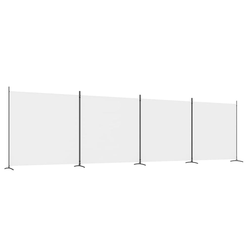 4-Panel Room Divider White 274.8"x70.9" Fabric. Picture 1