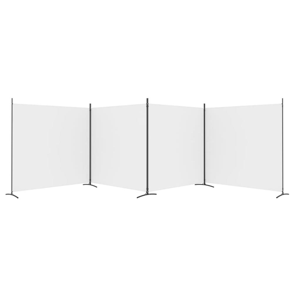 4-Panel Room Divider White 274.8"x70.9" Fabric. Picture 4