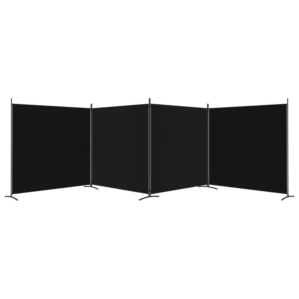 4-Panel Room Divider Black 274.8"x70.9" Fabric. Picture 3