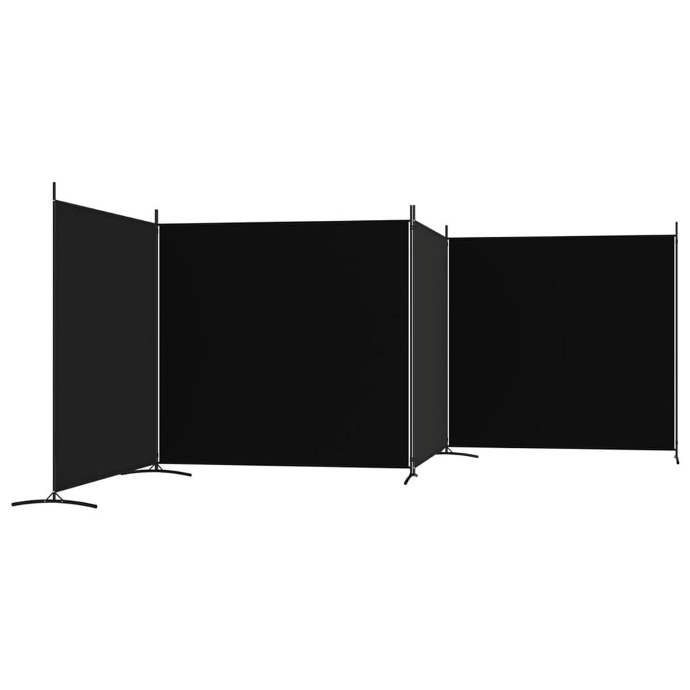 4-Panel Room Divider Black 274.8"x70.9" Fabric. Picture 4
