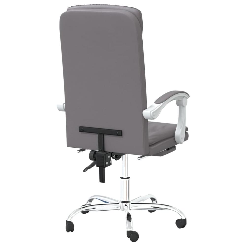 Reclining Office Chair Gray Faux Leather. Picture 4