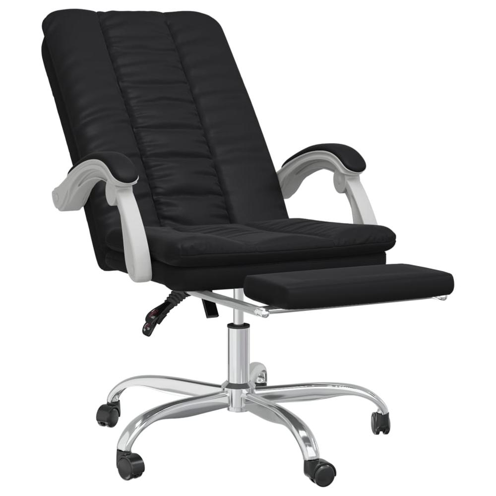 Reclining Office Chair Black Faux Leather. Picture 5