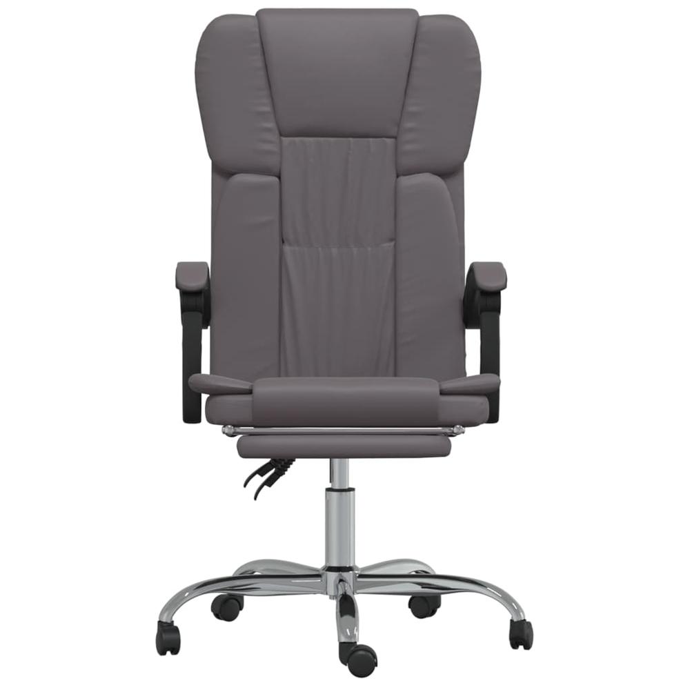 Reclining Office Chair Gray Faux Leather. Picture 2