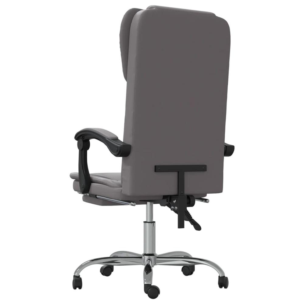 Reclining Office Chair Gray Faux Leather. Picture 4