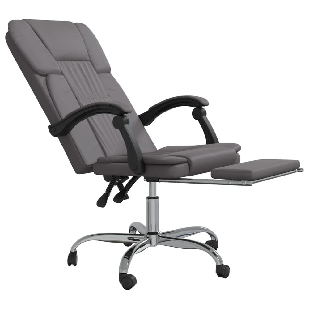 Reclining Office Chair Gray Faux Leather. Picture 5