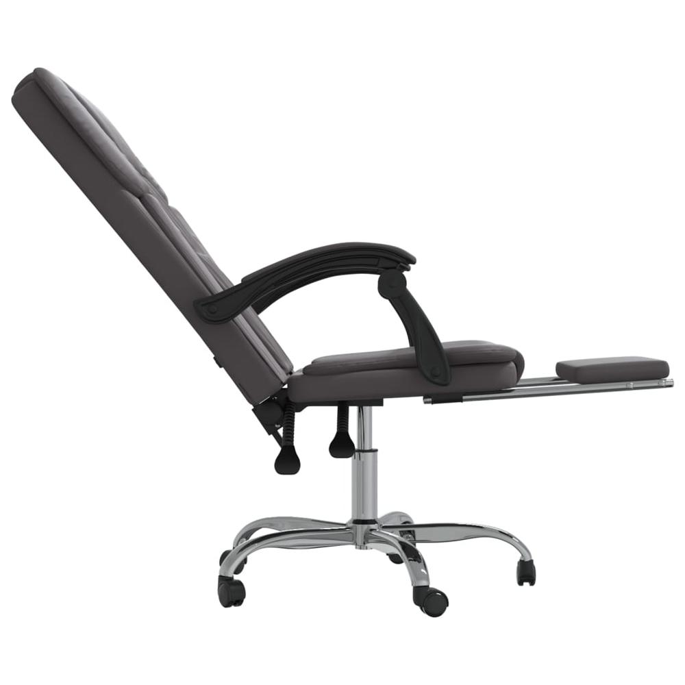 Reclining Office Chair Gray Faux Leather. Picture 6
