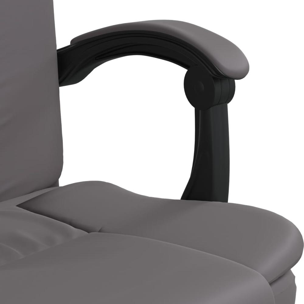 Reclining Office Chair Gray Faux Leather. Picture 8