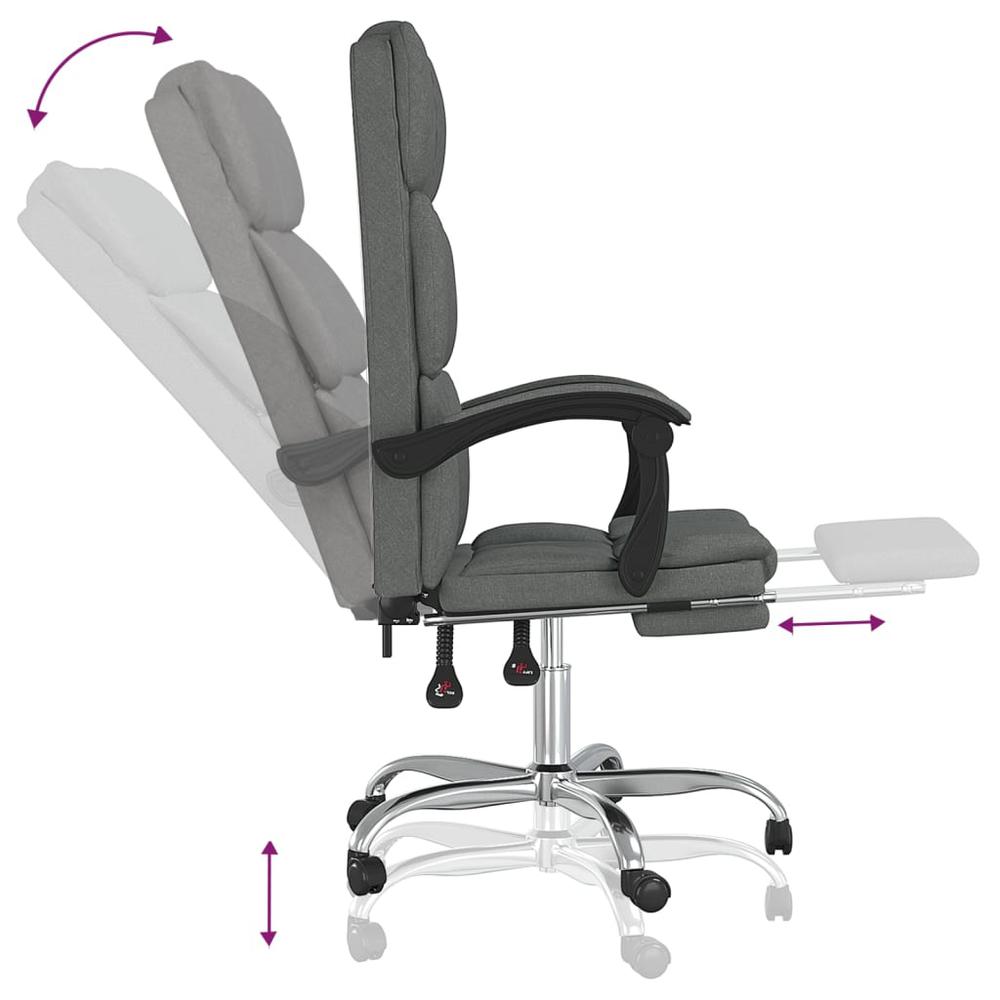 Reclining Office Chair Dark Gray Fabric. Picture 7