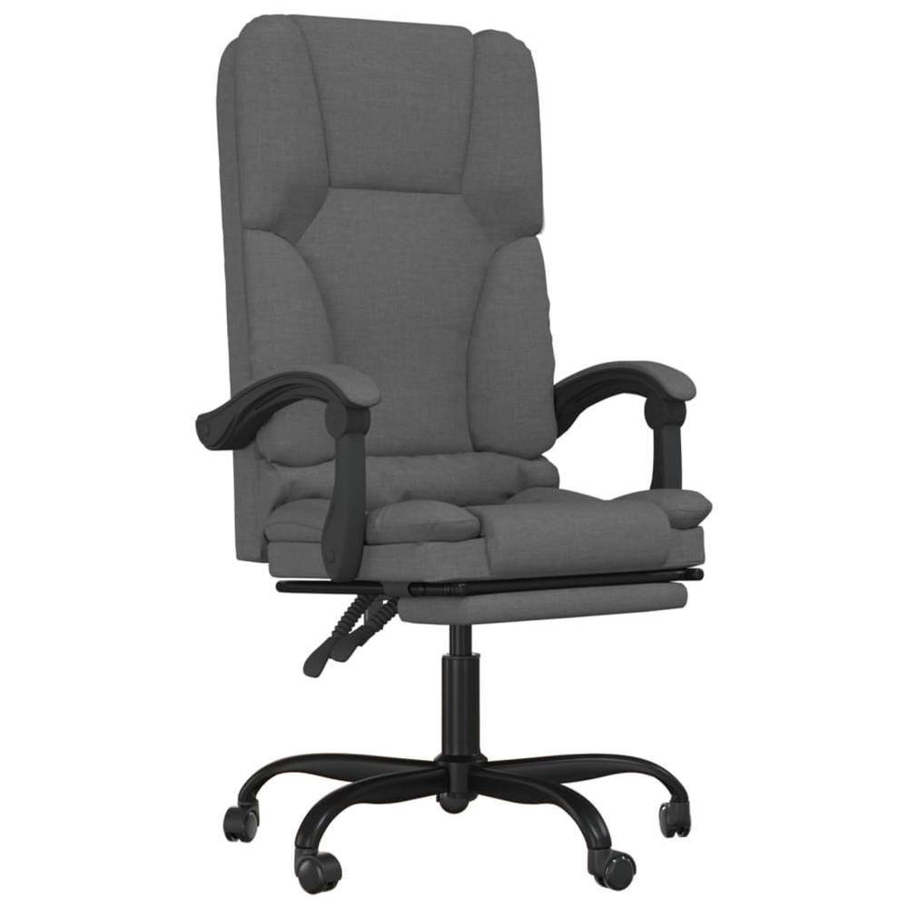 Massage Reclining Office Chair Dark Gray Fabric. Picture 1
