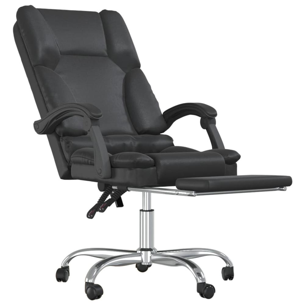 Massage Reclining Office Chair Black Faux Leather. Picture 5