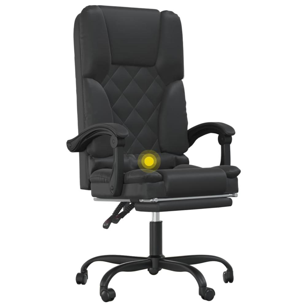 Massage Reclining Office Chair Black Faux Leather. Picture 7