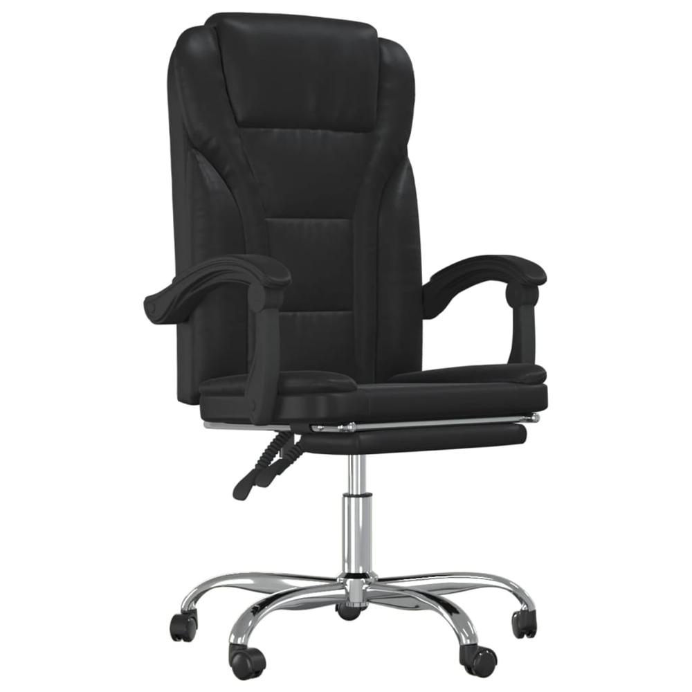 Reclining Office Chair Black Faux Leather. Picture 1