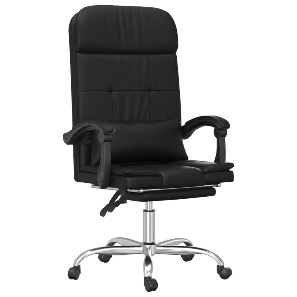 Massage Reclining Office Chair Black Faux Leather. Picture 1