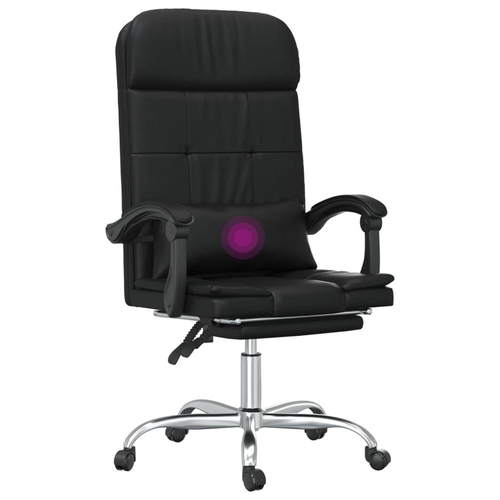 Massage Reclining Office Chair Black Faux Leather. Picture 8