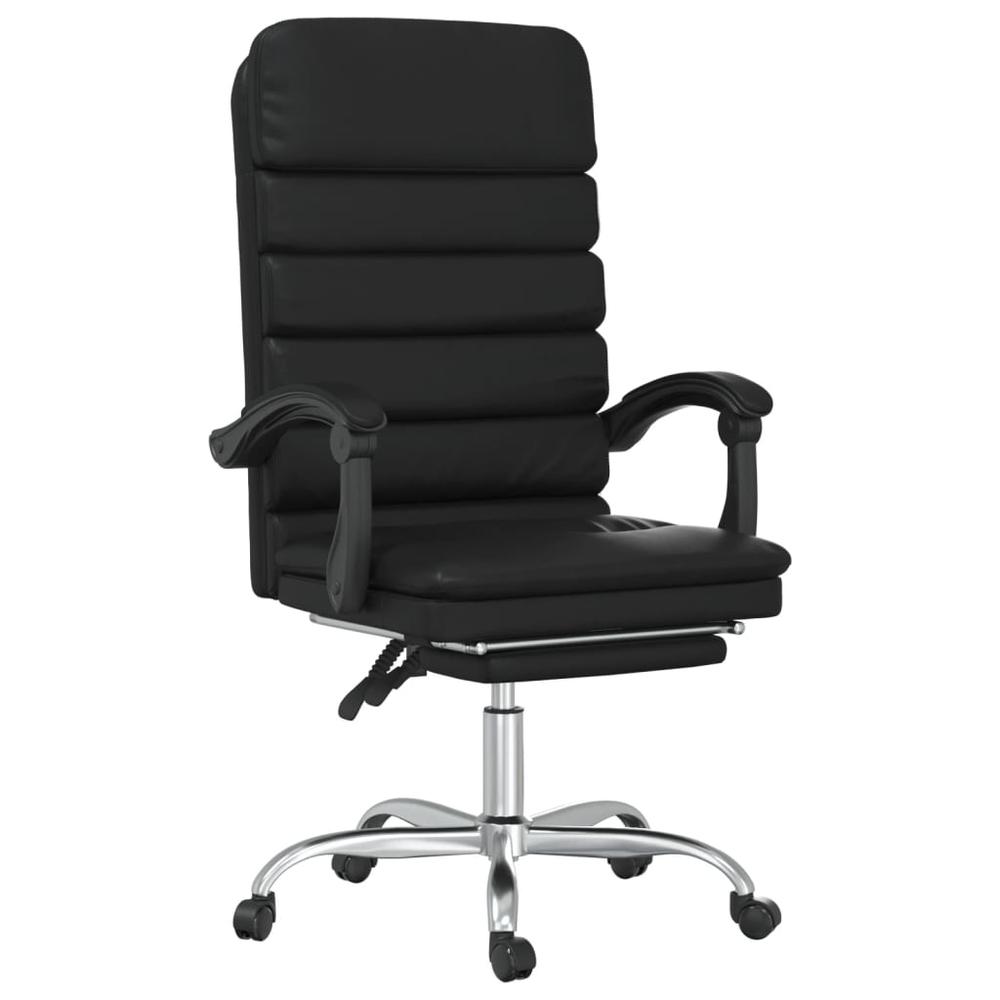 Massage Reclining Office Chair Black Faux Leather. Picture 1
