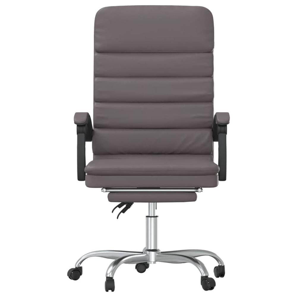 Massage Reclining Office Chair Gray Faux Leather. Picture 2