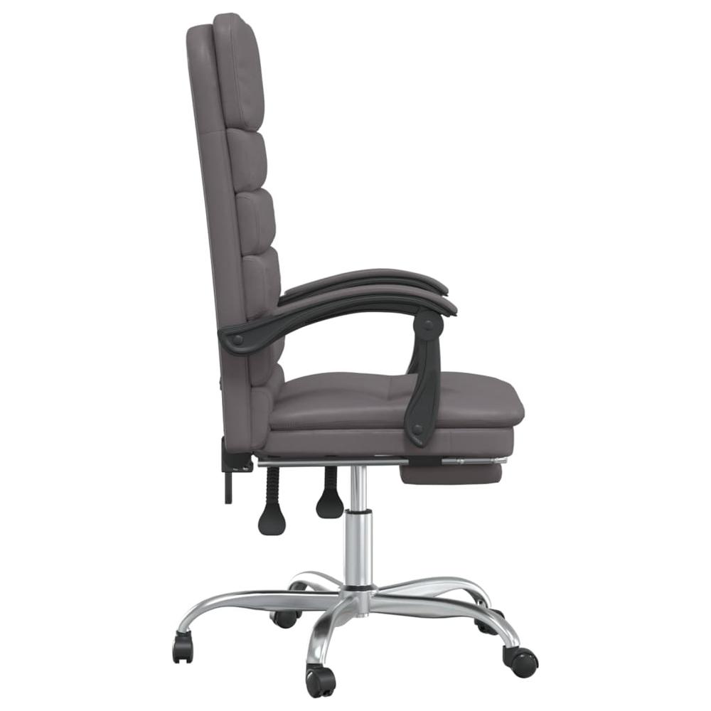 Massage Reclining Office Chair Gray Faux Leather. Picture 3