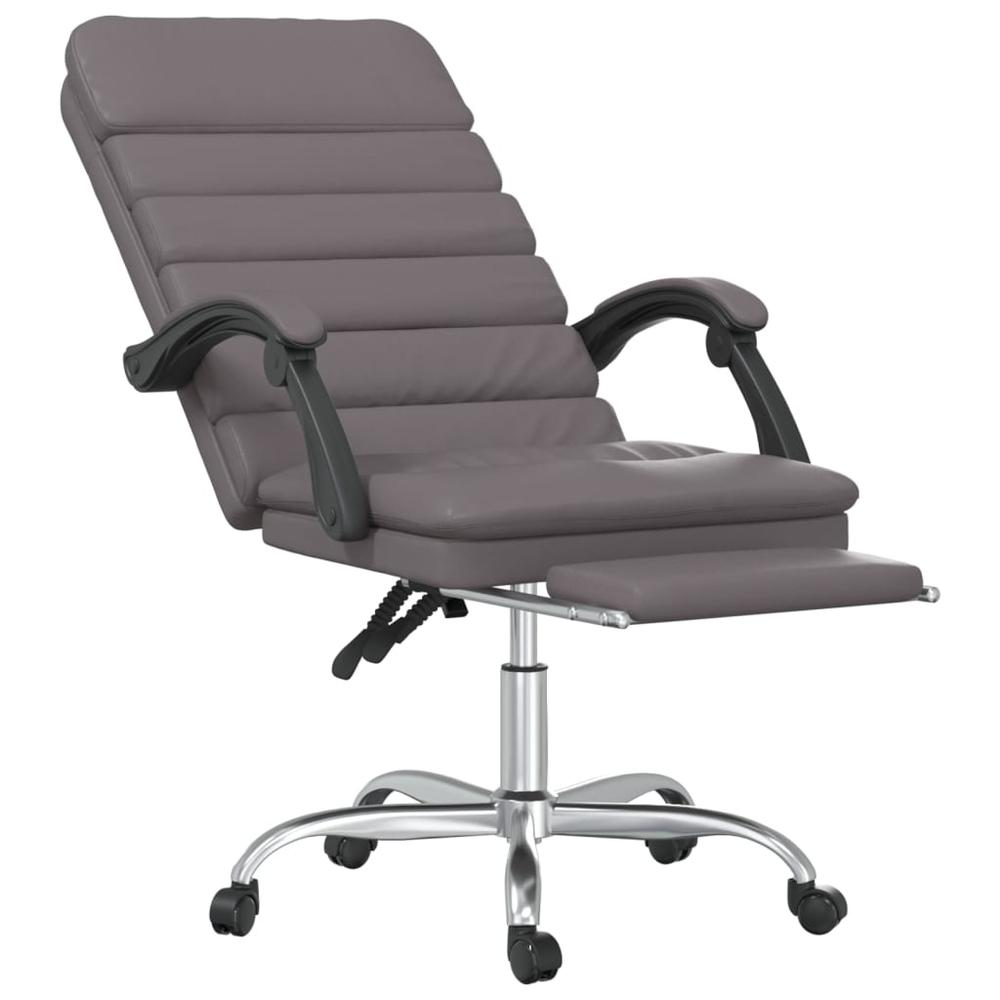 Massage Reclining Office Chair Gray Faux Leather. Picture 5