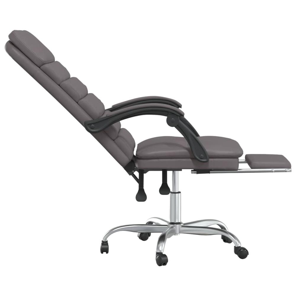 Massage Reclining Office Chair Gray Faux Leather. Picture 6