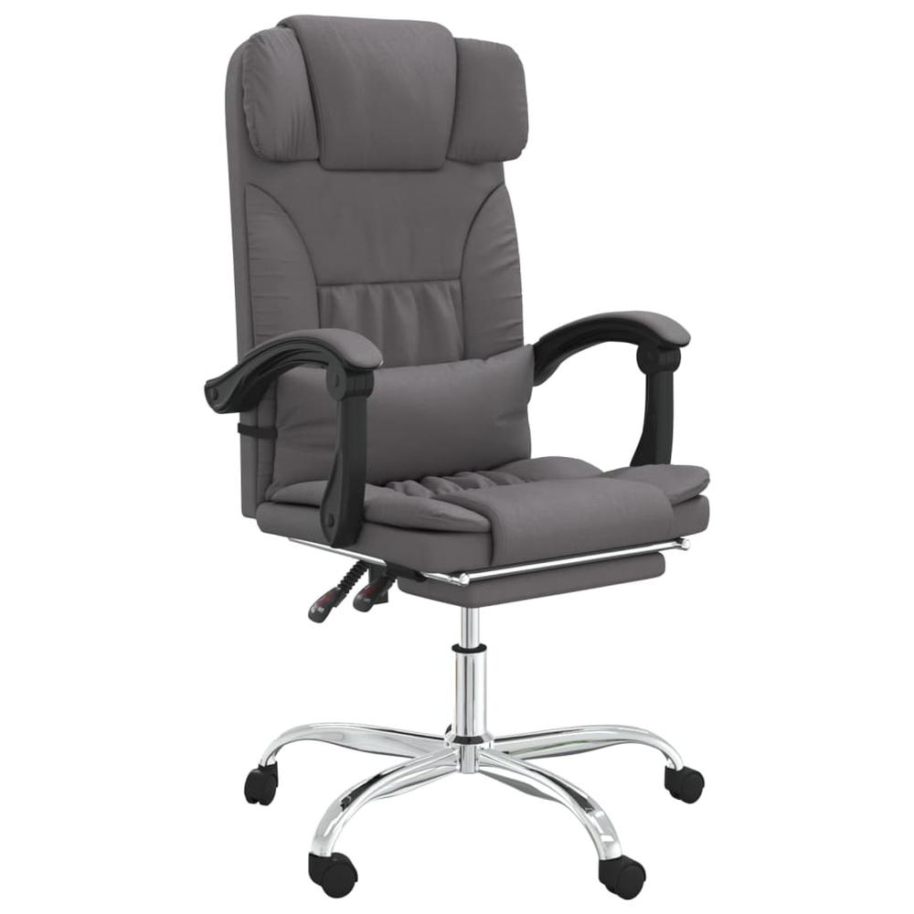 Massage Reclining Office Chair Gray Faux Leather. Picture 1