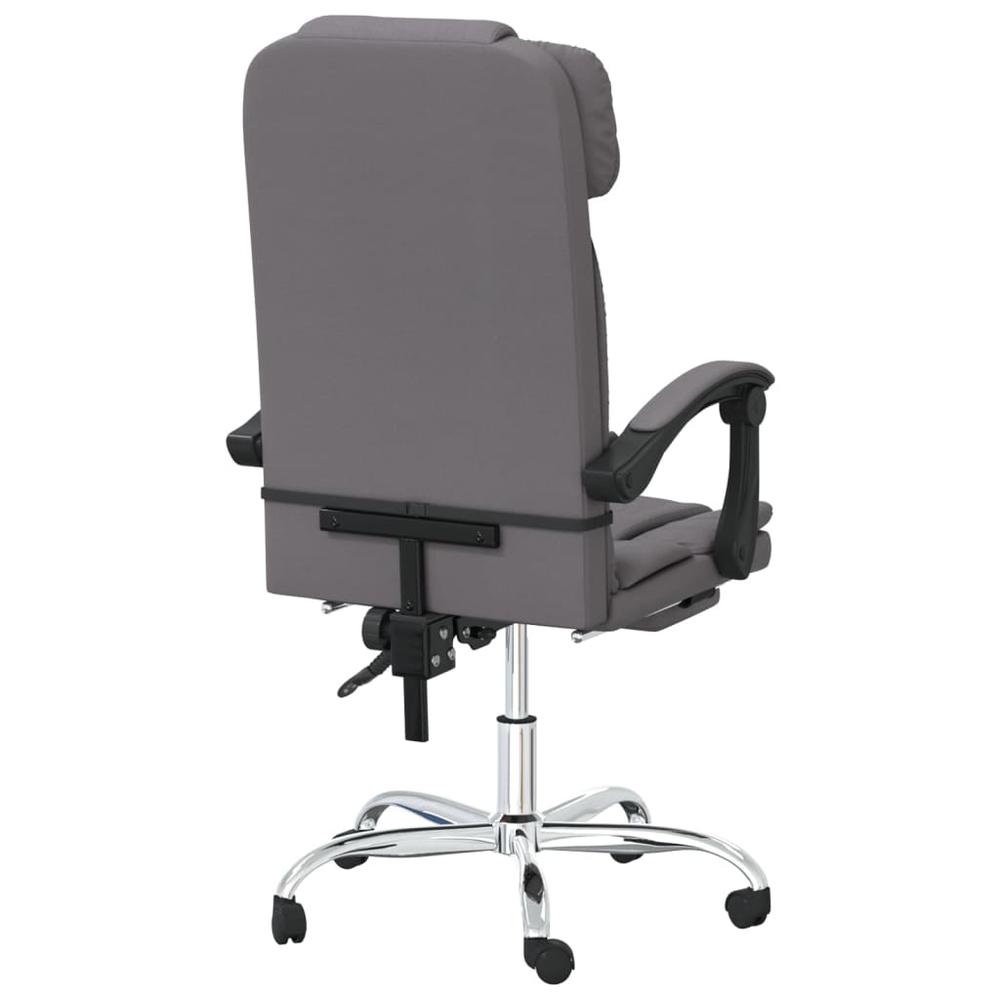 Massage Reclining Office Chair Gray Faux Leather. Picture 4