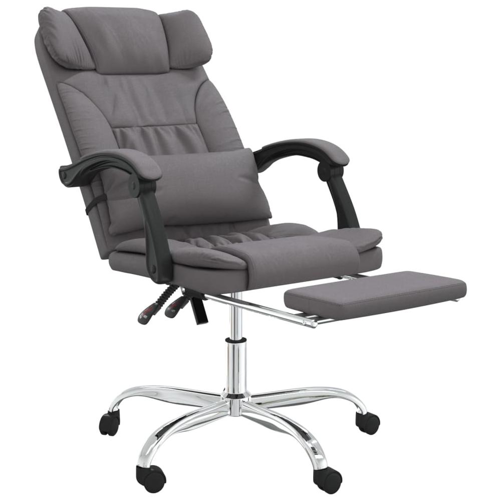 Massage Reclining Office Chair Gray Faux Leather. Picture 5