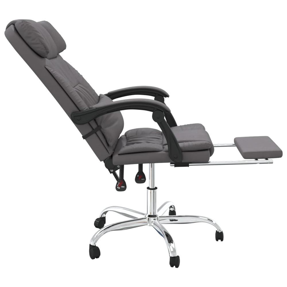 Massage Reclining Office Chair Gray Faux Leather. Picture 6