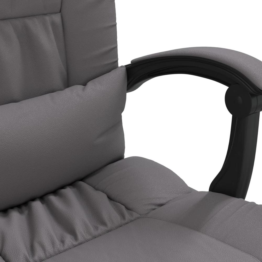 Massage Reclining Office Chair Gray Faux Leather. Picture 9