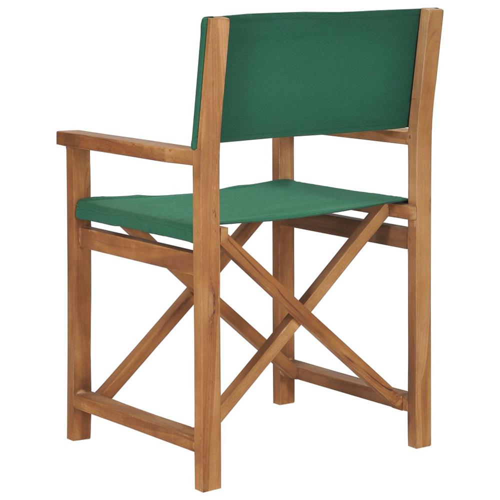 vidaXL Director's Chairs 2 pcs Solid Teak Wood Green. Picture 4