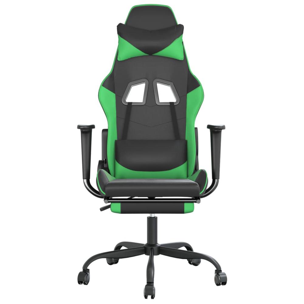 Gaming Chair with Footrest Black and Green Faux Leather. Picture 2