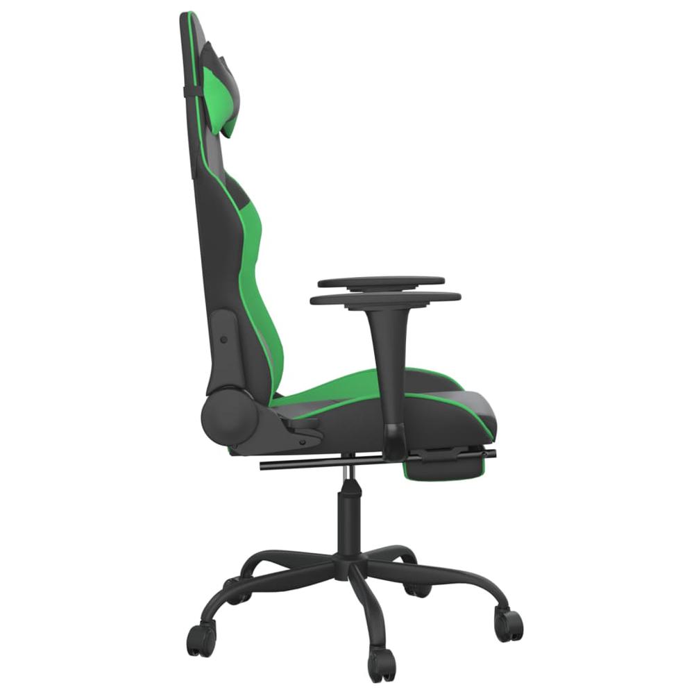 Gaming Chair with Footrest Black and Green Faux Leather. Picture 3