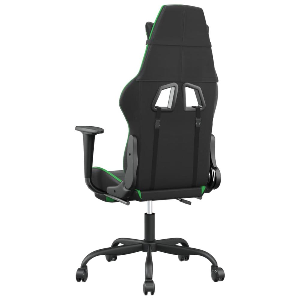 Gaming Chair with Footrest Black and Green Faux Leather. Picture 4
