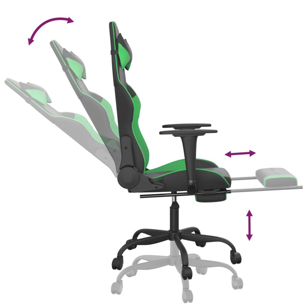 Gaming Chair with Footrest Black and Green Faux Leather. Picture 6