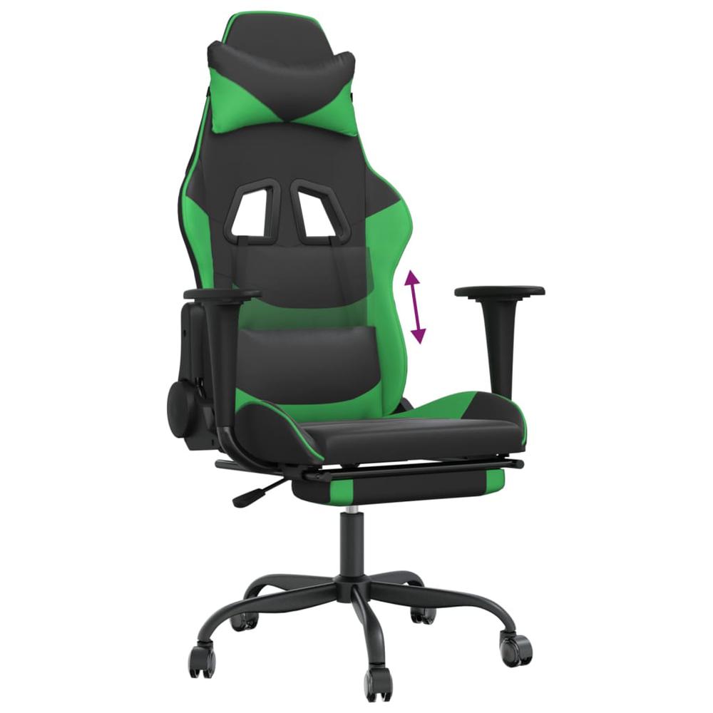 Gaming Chair with Footrest Black and Green Faux Leather. Picture 7