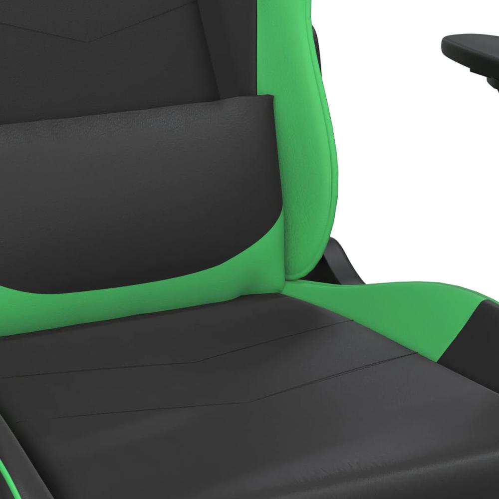 Gaming Chair with Footrest Black and Green Faux Leather. Picture 8