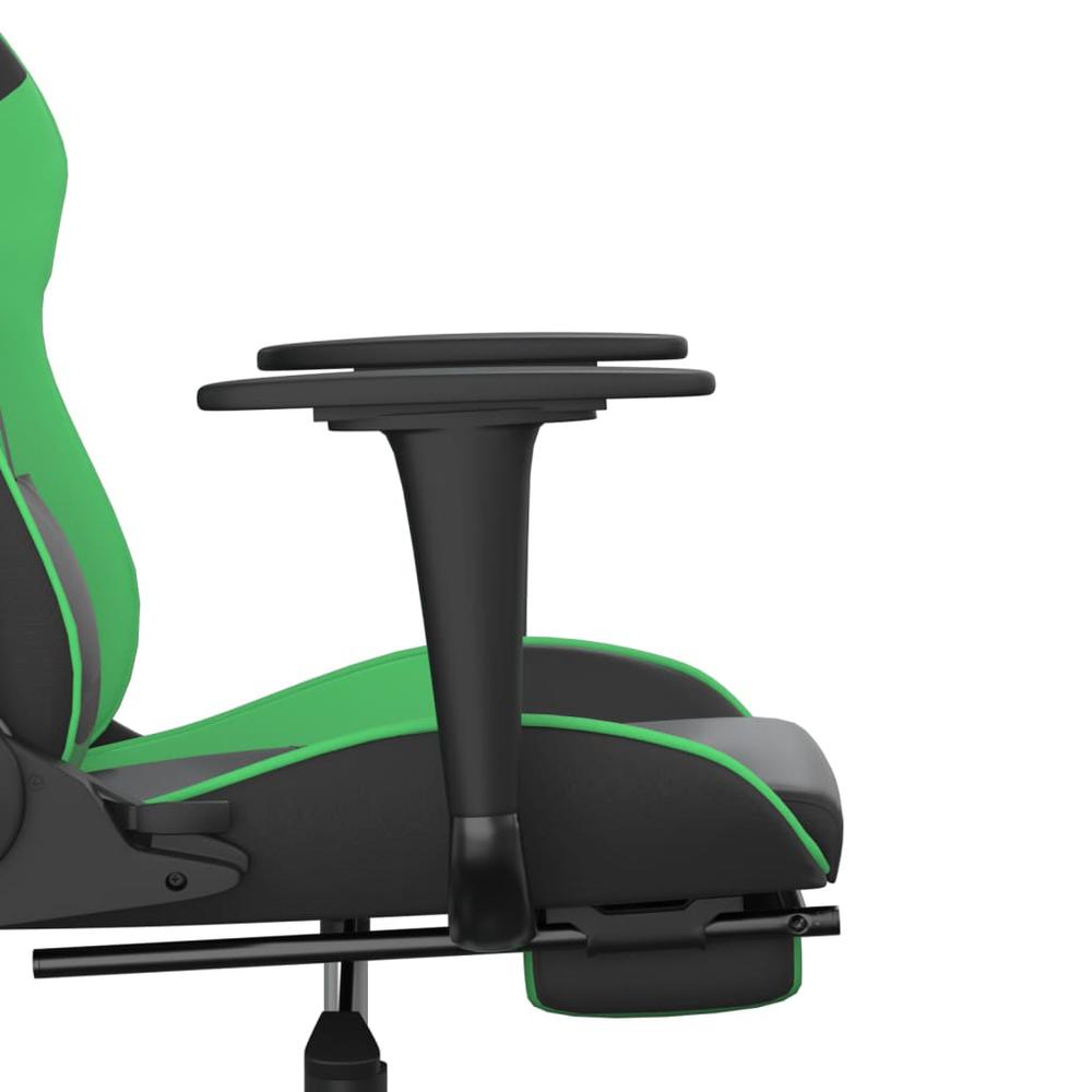 Gaming Chair with Footrest Black and Green Faux Leather. Picture 10