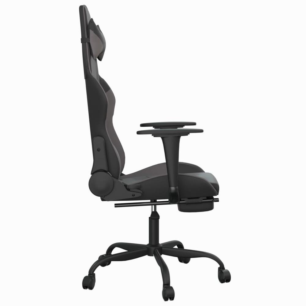 Gaming Chair with Footrest Black and Gray Faux Leather. Picture 3