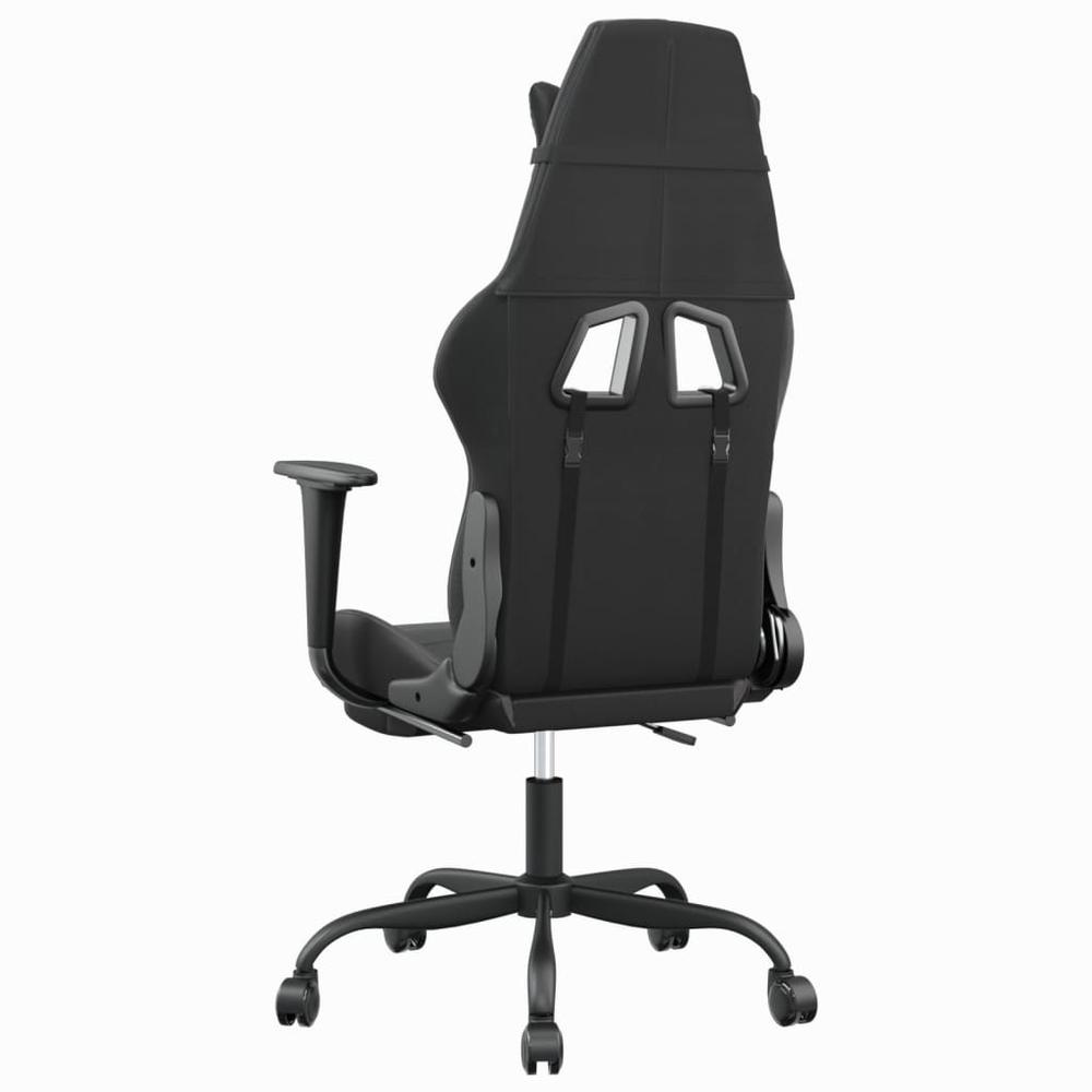 Gaming Chair with Footrest Black and Gray Faux Leather. Picture 4